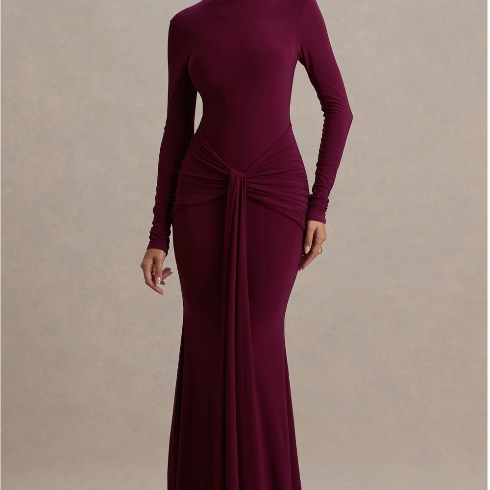 Chic Long Sleeve Burgundy Dress